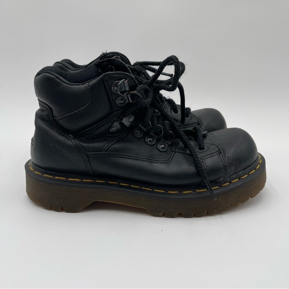 Dr. Martens 8699 Shoes Size 5 Black Leather Round Toe Lace Up Bex Sole Boots - Picture 5 of 16